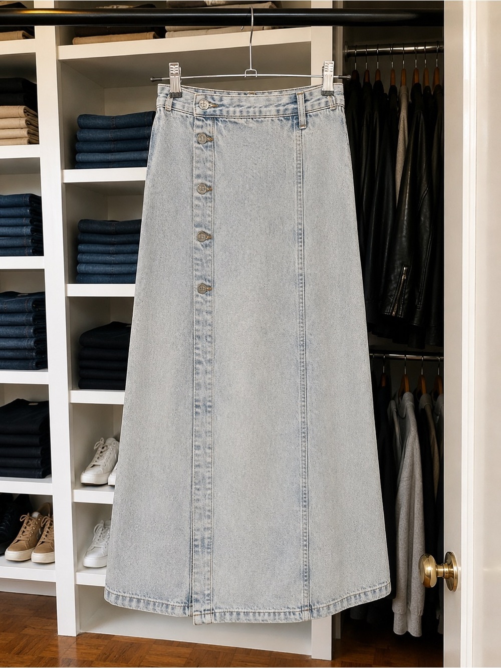 Ksubi Asymmetrical Button-Front Denim Skirt